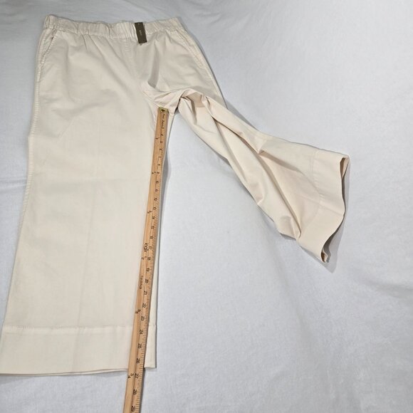 J.CREW Astrid NATURAL Elastic Waistband Hi-Rise Wide Leg Crop Chino Pant Size L. - Picture 14 of 17